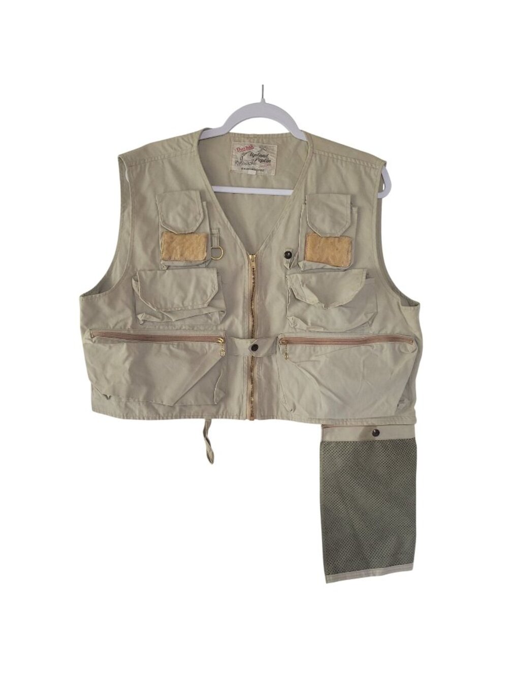 Vtg Duxbak XL Upland Poplin Rainproof Fishing Vest Lots of Pockets Beige Hunting